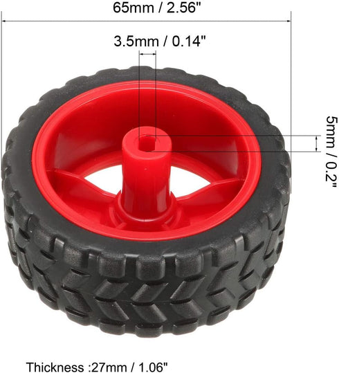 uxcell 65mm Rubber RC Wheel Tires, DIY Model Robots, 2pcs, Red and Black