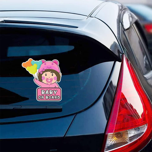 Cartoon Baby on Board Car Sticker Cute Baby and Balloon Kids on
