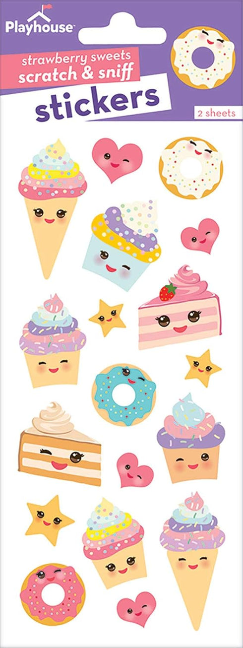 1 Pack Playhouse Kawaii Kitchen Strawberry Scented Scratch & Sniff Sticker Sheets