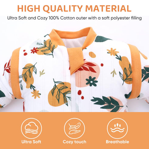 amo nenes 2.5 0-6M Baby Sleep Sack, TOG Winter Wearable Blanket, Removable Long Sleeves Baby Sleeping Bag for Infants