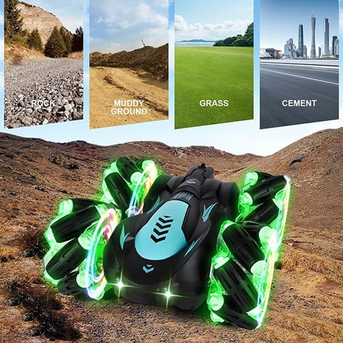 Gesture Sensing RC Stunt Car, 360° Spins Double Sided Hand Controlled Car with Lights and Music for Boys