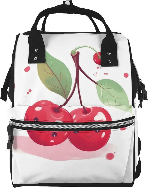 DWVTSLH Cute Cherry Diaper Bag Backpack Multifunction Nappy Bags Waterproof Mummy Backpack Large