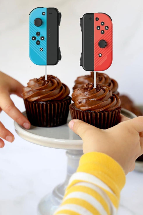 24PCS Video Game Cupcake Toppers: Switch Game Controller Theme Decorations for Boys Birthday Party