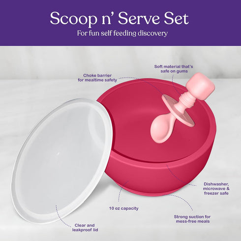 Suction Bowl with Lids and Spoons, Extra Strong Baby Feeding Essentials, BPA Free Silicone Baby Bowls for Infants &