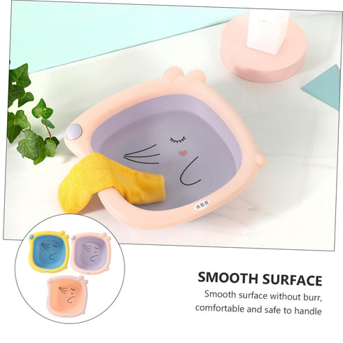 HOODANCOS 3pcs Set Face Bathtub Washbasin, Thickened Plastic Foldable Foot Basin with Cartoon Design, Portable Wash