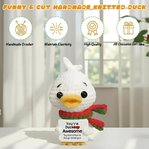 AicooFest Positive Crochet Duck Animals Emotional Support Plush Funny Knitted Duck Stuffed Animal Birthday