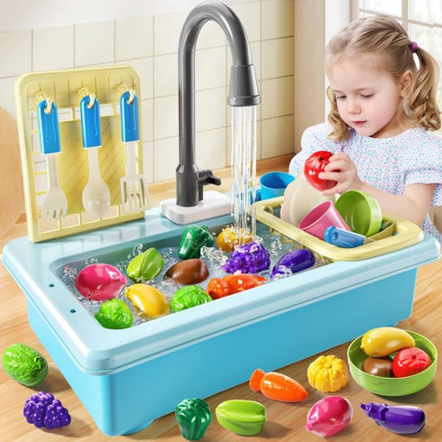 3 4 5 6 7 3-5 JUKUDAHU Play Sink with Running Water, Play Kitchen Toys Sink for Kids Years Old, Electrical Dishwasher