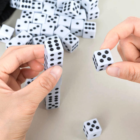 50 Pack 16MM Bulk of Opaque White Dice - Classic Six-Sided Dice for Board Games