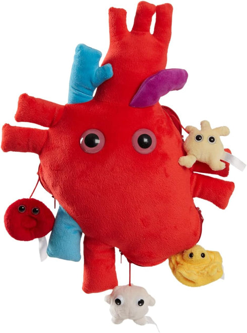 GIANTmicrobes Deluxe 15" Heart Plush with Blood Cells - Anatomical Heart Gifts for Cardiologists