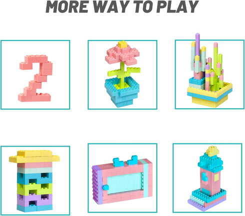 Classic Building Bricks Playset, 1000 Pieces Bulk Blocks Set, STEM Toys for Kids 4+ Years Old, Compatible with All