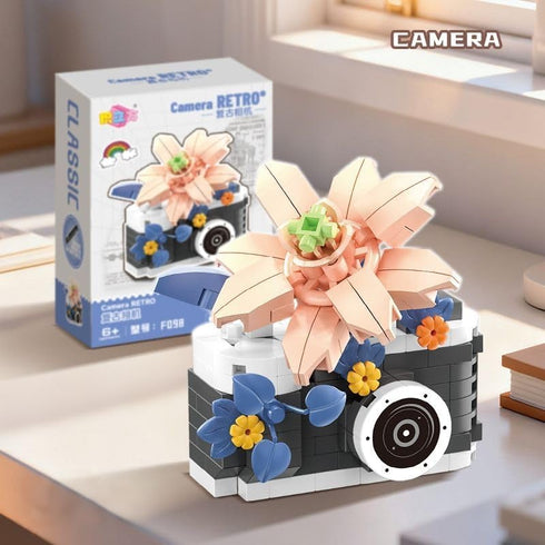 Gearblox Set Peony Mini Flower Cameras Micro Bricks Building Toy Collectible Cute Camera Miniature Toys Models Creative