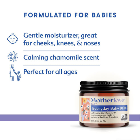 Motherlove Everyday Baby Balm (2oz) Plant-Based, All-Natural Baby Essential for Newborns, Infants, & Toddlers—Moisturizing Herbal Salve w/Calming Chamomile—Non-GMO, Organic Herbs, Cruelty-Free