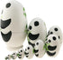 Cute Animal Theme Black and White Panda Egg Shape Wooden Nesting Dolls Set - 10 Pieces for Kids Toy