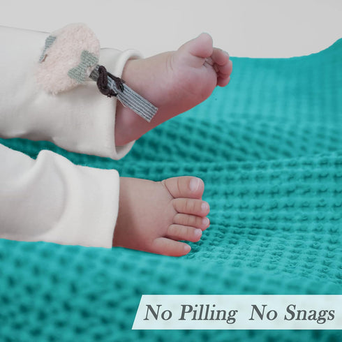 PHF 100% Cotton Baby Waffle Blankets, Lightweight Washed Soft Breathable, 30"x40" for Boys and Girls, Teal
