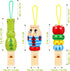 Kisangel Kids Musical Toys 3 Pcs Wood Carved Animal Whistle Noise Makers for Birthday Bag Fillers (Random Color)