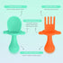 Grabease Baby Spoons and Toddler Utensils, BPA-Free & Phthalate-Free, 2 Sets, Mint and Orange
