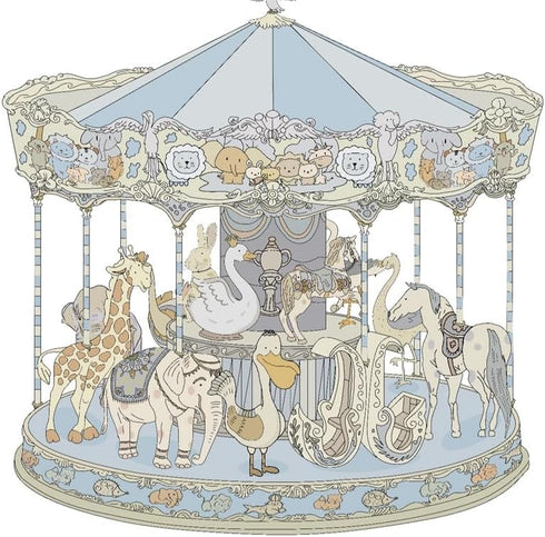 HGHG New Carousel Swaddles, Soft Baby Muslin Swaddle Blanket, Carousel Blue