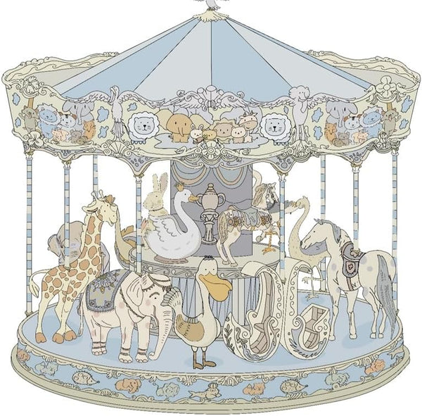 HGHG New Carousel Swaddles, Soft Baby Muslin Swaddle Blanket, Carousel Blue