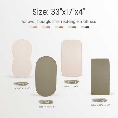 lulumoon Baby Muslin Bassinet Sheets: Cotton Bassinet Sheets Neutral for Boys and Girls - Fitted for Oval Rectangle