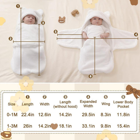 0-3 AiWMGL Baby Winter Fleece Swaddle Blanket Months Boys Girls Warm Adjustable Newborn Swaddling Wrap Soft Plush