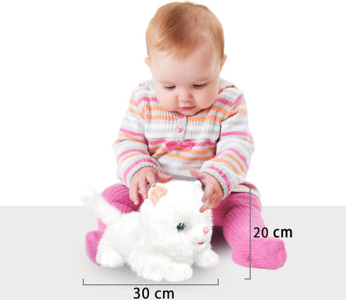 YH YUHUNG Interactive Plush Cat Toy for Kids, Realistic Electronic Kitten with Clap Hands Touch Activated, Meows Blinks