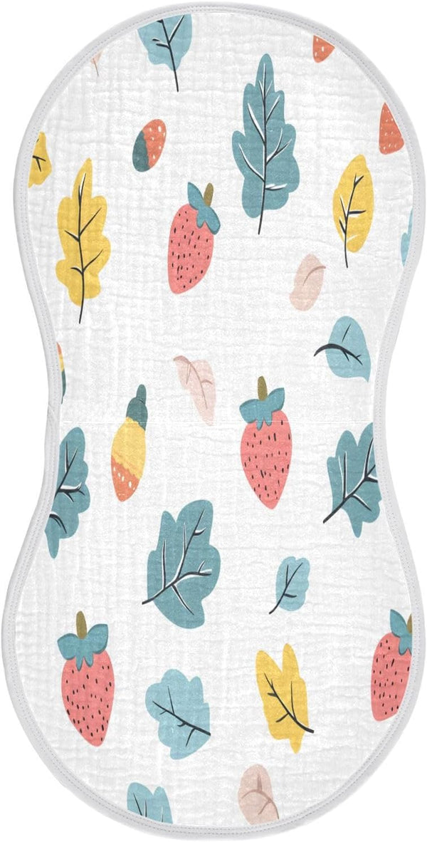 YETTASBIN Strawberry Leaves Muslin Baby Burp Cloth, Super Soft Absorbent Cotton Burp Rag