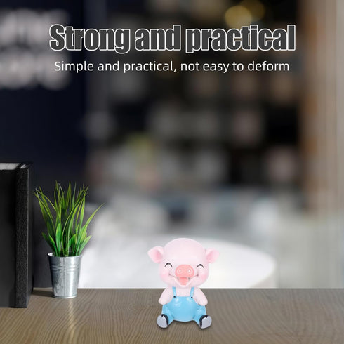 EXCEART Blue Piggy Bobble Head Toy - Resin Pig Figure for Car Dashboard Decor, Birthday Cake Ornament