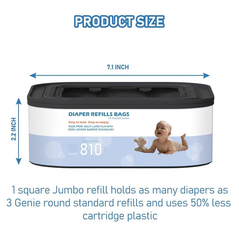 Chariholis 6 Packs 810 Jumbo Square Refills Disposal Bags Refill Compatible with Diaper Genie Compact and Select Pails