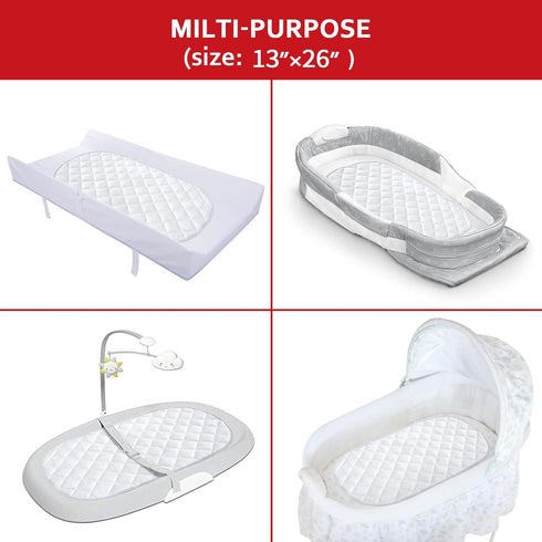3 Pack 13"x 26" Diaper Changing Pad Liner Non-Slip, Waterproof Terry Mat Changing Pad Cover Liner, Quilted Absorbent