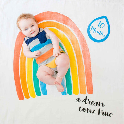 lulujo Baby First Year Milestone Blanket and Cards Set, A Dream Come True