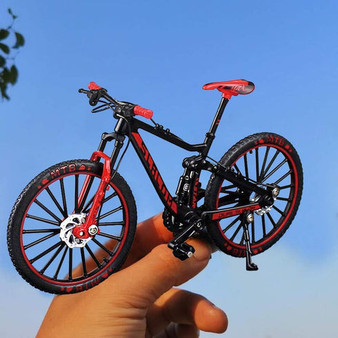 YEIBOBO Alloy Mini Downhill Mountain Bike Toy, Die-cast BMX Finger Bike Model (Black/Red)