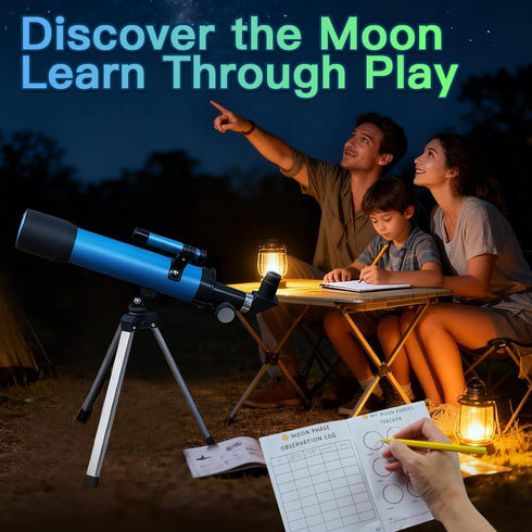 Luzsco 50mm 100x 2 6-12, Telescope for Kids Magnification Beginner Telescopio with Tripod, Eyepieces & Finder Scope