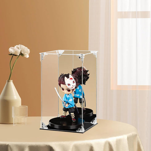 Acrylic Display Case, Clear Action Figure Display Box with Mirrored Back, Dustproof Protection for Collectibles