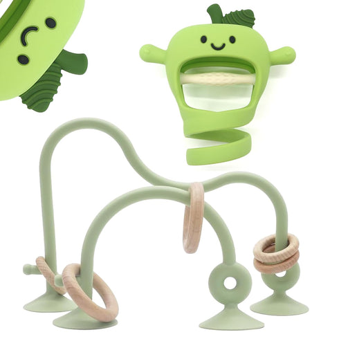 Baby High Chair Suction Toys Teething Chew - Silicone Apple Teething Relief