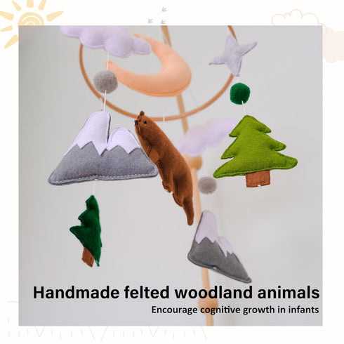Pack Woodland Baby Mobile, Woodland Mobile for Crib, Bear Crib Mobile for Boys, Nursery Mobile for Bassinet, and Play