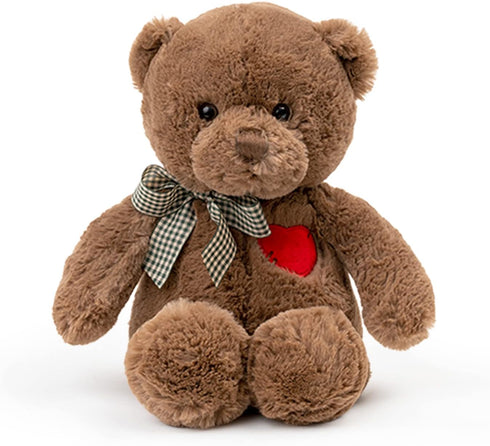 15” Teddy Bear with Heart - Cute Brown Stuffed Animal Plush Toy for Valentine's Day, Gifts for Girlfriend, Boyfriend,