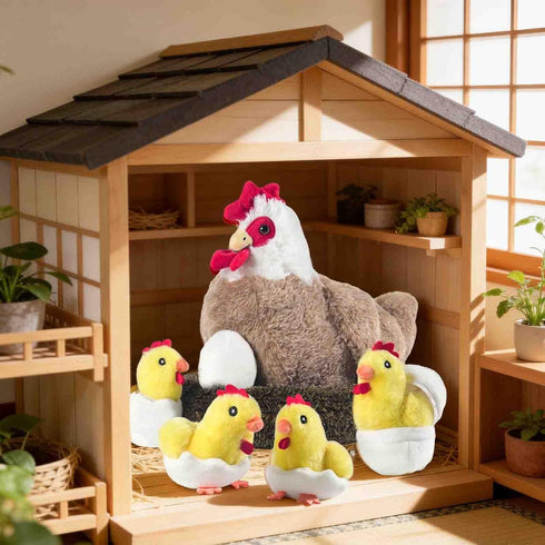 9 1 in Chicken Stuffed Animal, Stuffed Chicken Toys for Kids Zippered Egg Laying Hen Plush with Baby Chicks, Eggs