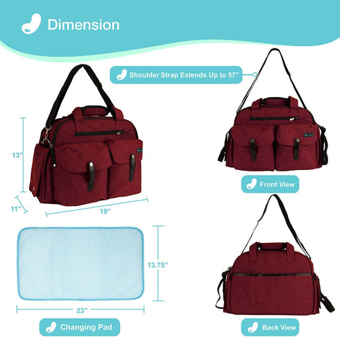 JOIE BEAN Tote Diaper Bag for Mom, Dad | Large Messenger Baby Bag with Shoulder Strap, Changing Mat, Insulated Pockets