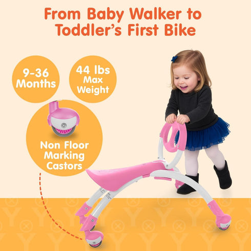 9 3 YBIKE Pewi Walking Ride On Toy - From Baby Walker to Toddler Ride On for Ages Months to Years Old