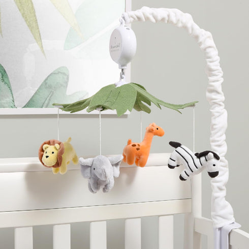 12 The Peanutshell Crib Mobile for Boys or Girls - White Musical Baby Crib Mobile with Lullabies, Jungle Animal, Baby