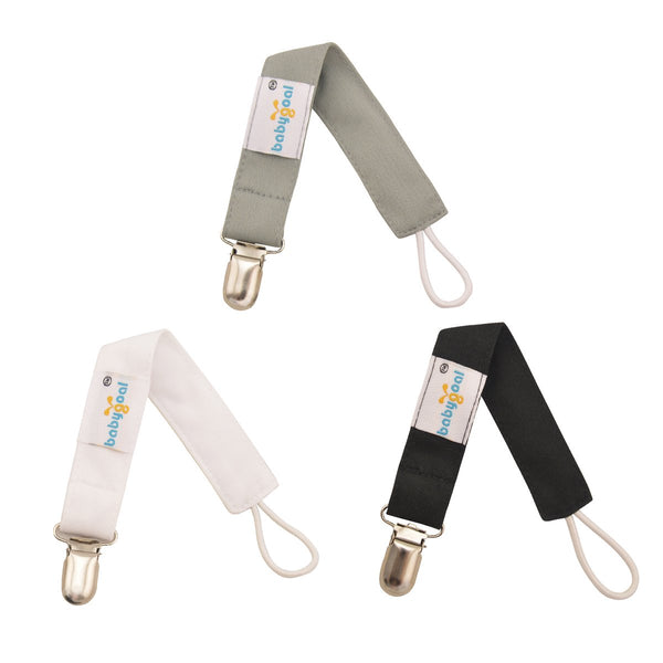 babygoal Baby White Black Pacifier Clips, 3 Pack Pacifier Holder Clips for