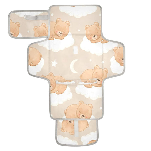 WELLDAY Cute Bears Portable Diaper Changing Pad - Waterproof Foldable Baby Diaper Changing