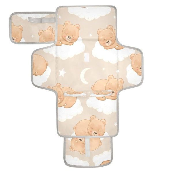 WELLDAY Cute Bears Portable Diaper Changing Pad - Waterproof Foldable Baby Diaper Changing