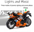 Pull Back Motorcycle Toys, Tiny Gift with Music Lighting, Race Motorcycles for Boys Age 3-8 (Green)