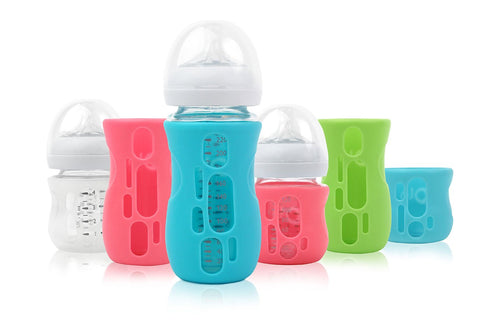 (8 oz, Olababy Silicone Sleeve for Avent Natural Glass Baby Bottles Green)
