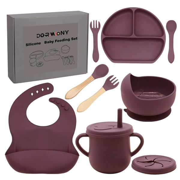 100% Silicone Baby Feeding Set, BPA Free Dishes With Suction Bowl, Divided