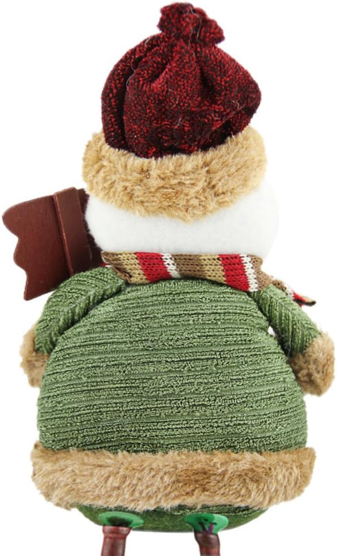 Greenery Christmas Snowman Plush Stuffed Toy - Standing Collectible Figurines for Indoor Table Display and Party