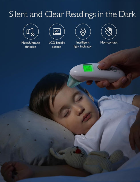 Momcozy Non-Contact Forehead and Ear Thermometer - Digital Infrared Thermometer for Adults and Children, Fast