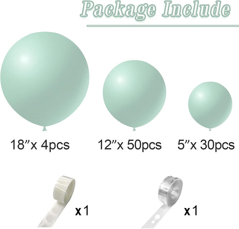 Pastel Mint Green Balloons Kit - 84pc: 5", 12", 18" Arch Garland for Happy Birthday, Baby Shower, Wedding Decorations