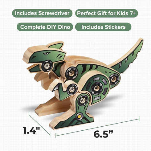 Little Jupiter DIY Wooden Kit with Stickers - Dinosaur Toys for Kids 7-12 Yrs, Wood Crafts for Kids (T-Rex)